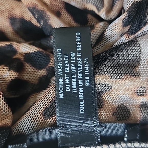 Aqua leopard print asymmetrical lined mesh dress-S - Picture 6 of 7